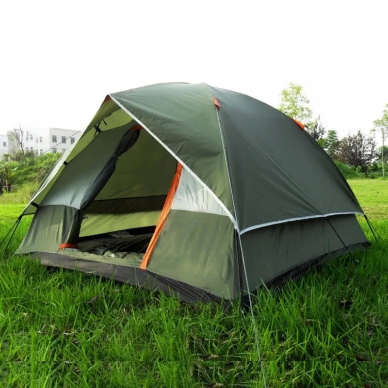 

XC Waterproof Camping Hiking Fishing Tent Separated Dual Layer Travel Tent 4 Season Anti UV Beach Tent for 3-4 Person Family, Blue , green