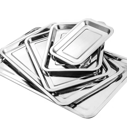 

410 Material Rectangular Thickened Silver Stainless Plate Square Stainless Steel Plate stainless steel food serving tray