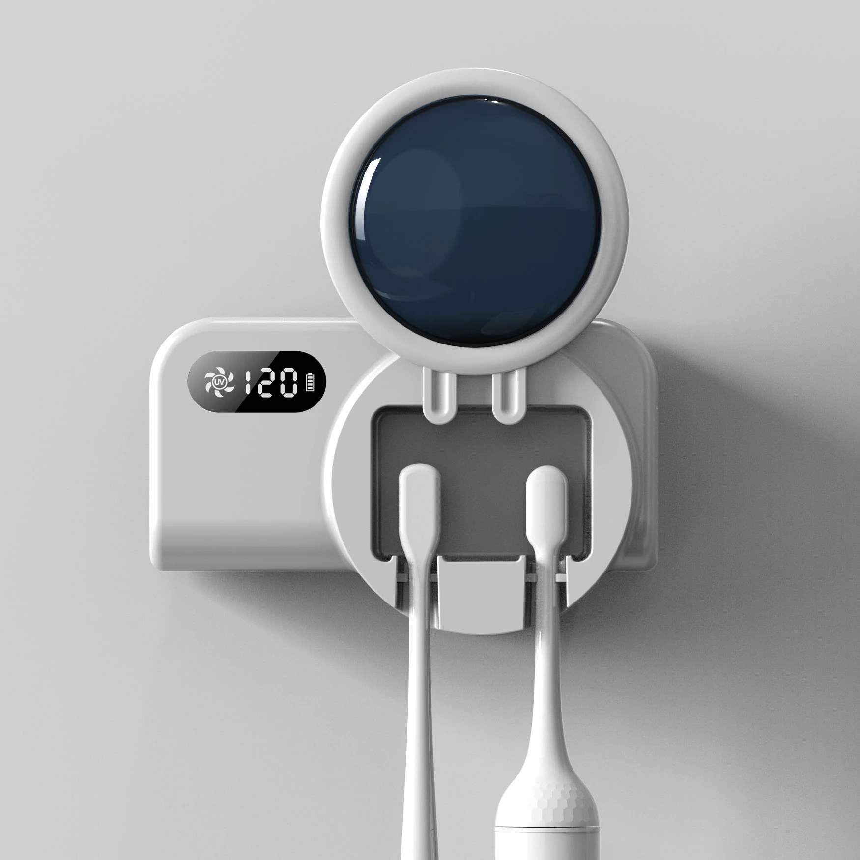 

New Rechargeable UV Sterilizer Toothbrush Holder with Fan, White