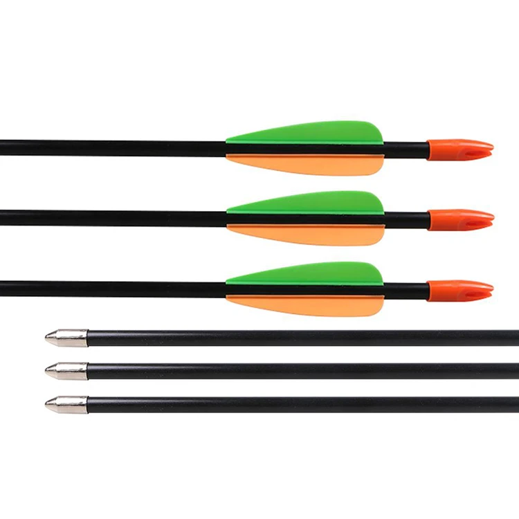 

Archery Children arrow shaft 15-30 lbs Recurve Bows Youth Shooting Target Practice arrow 12pcs 28'' 7mm Fiberglass Arrows