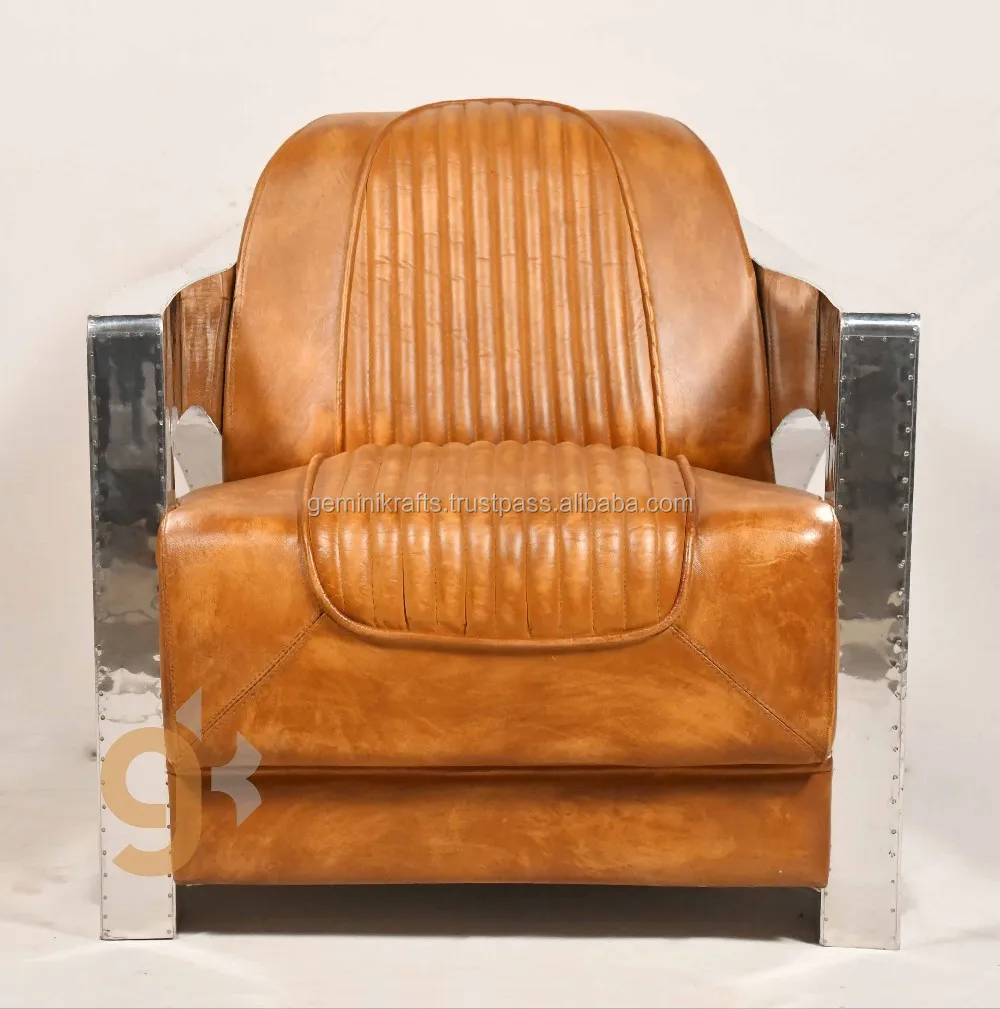 American Loft Style Aviator Genuine Buff Leather Aircraft Sofa Chair American Loft Style Aviator Genuine Buff Leather Aircraft Sofa Chair