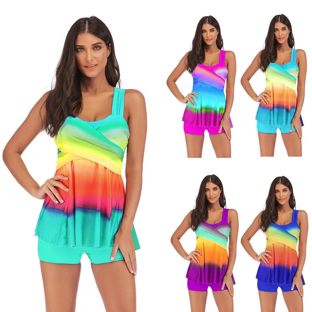 

Mature Women's Luxury Brands Beachwear 2 Piece Bikini Set Swim Suit Long Pants Suit Swimwear