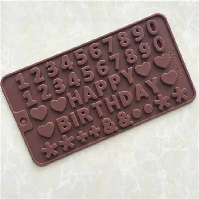 

A to Z Letters Happy Birthday Numbers Candy Mould Symbols Alphabet Letter Tray Silicone Chocolate Mold, Customized color