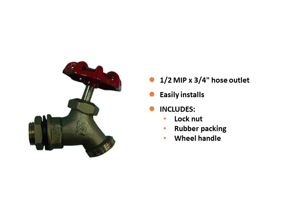 Brass Spigot With Red Wheel Handle Hose Bibs Outdoor Garden Faucet Rain