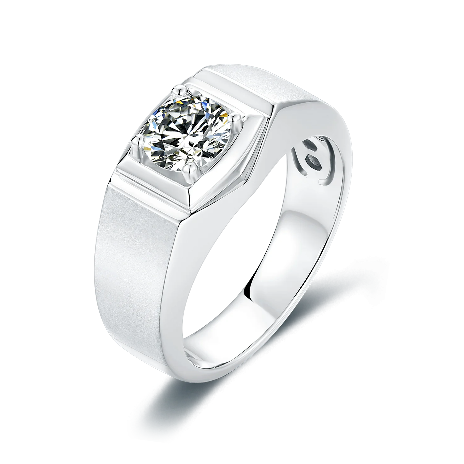 

HIgh Quality Silver Men's Ring 1ct 6.5mm Moissanite Stone Diamond
