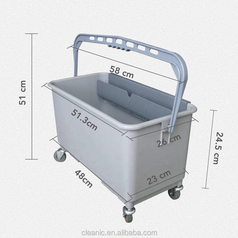 Commercial Plastic Window Cleaning Bucket With Wheels Large Capacity