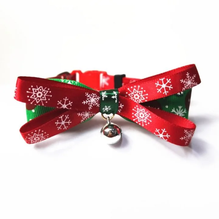 

Hot Sale Unique Style Slide Accessories Christmas Pet Dog Cat Collar with Bow Tie and Bell, Red/green