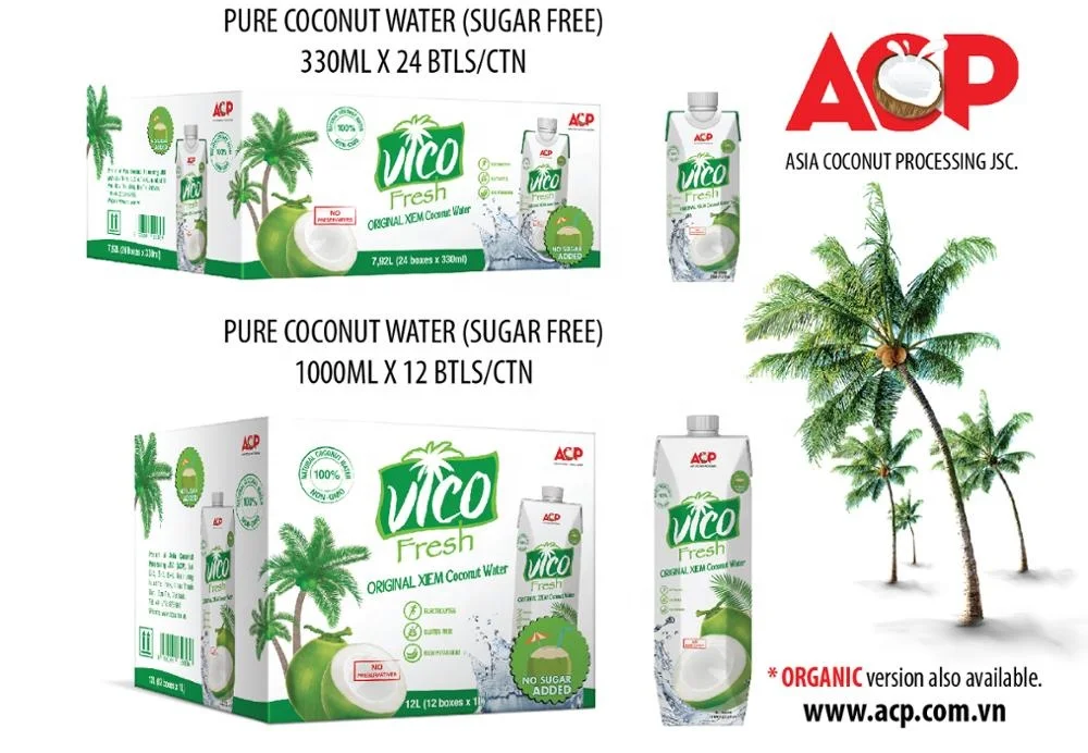 
PRIVATE LABEL SERVICE - Natural UHT Coconut Water - 1000ml and 300ml pack 