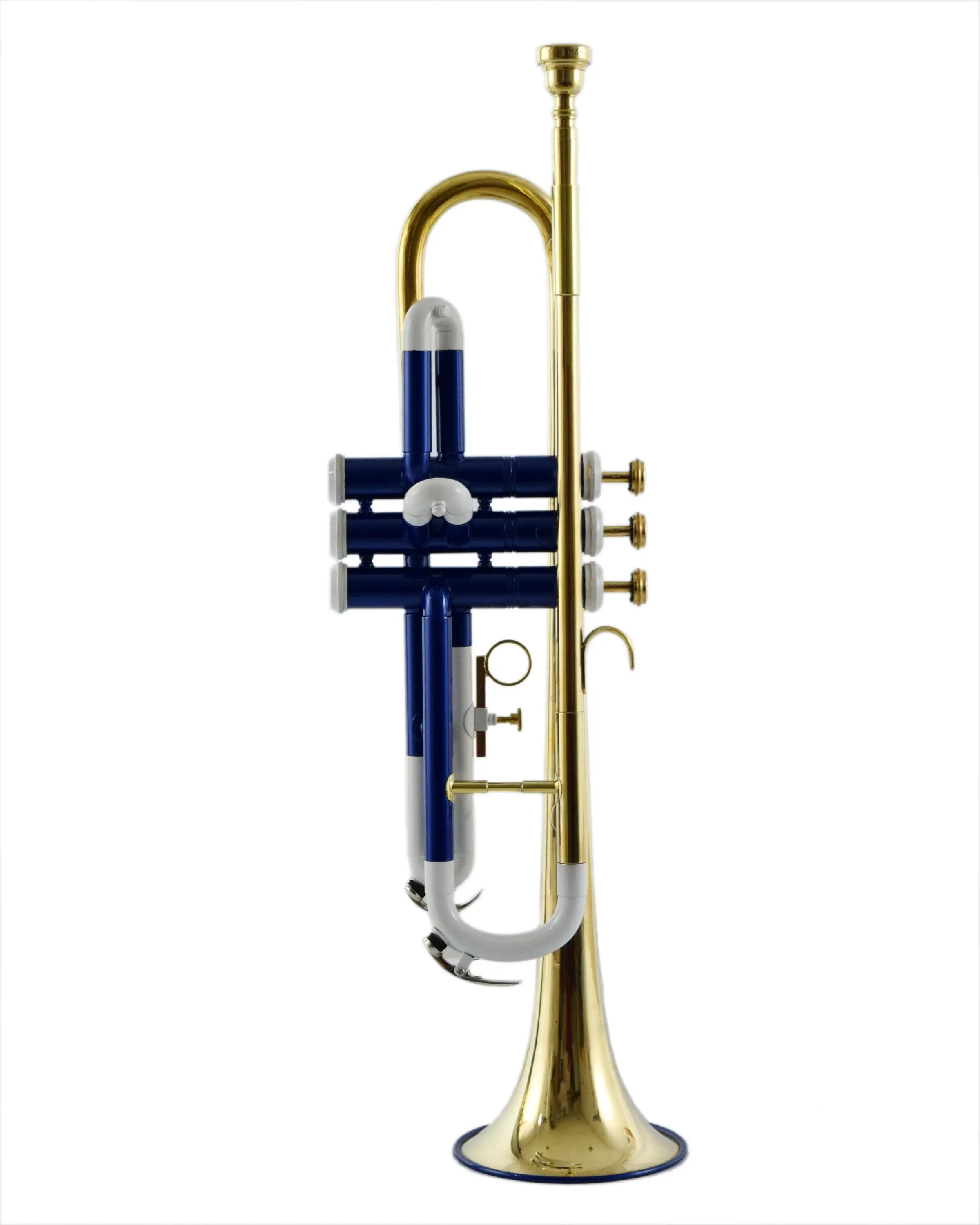 NASIR ALI NEW PROFESSIONAL BB PITCH  TRUMPET WHITE BLUE PREMIUM QUALITY WITH INCLUDE HARDCASE AND MOUTH PIECE