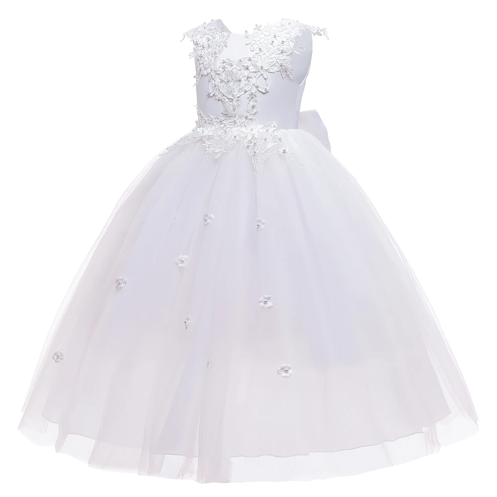 

In Stock Girls Plus Size Wedding Dress Kids Baby Princess White Ball Gown LP-202, White;blue;red