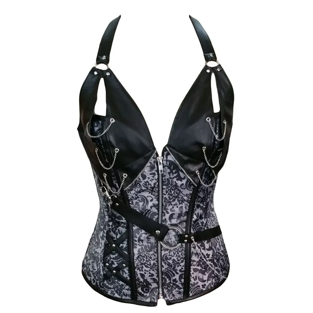 女士紧身胸衣内衣顶级朋克摇滚腰部 cincher 巴斯克万圣节服装
