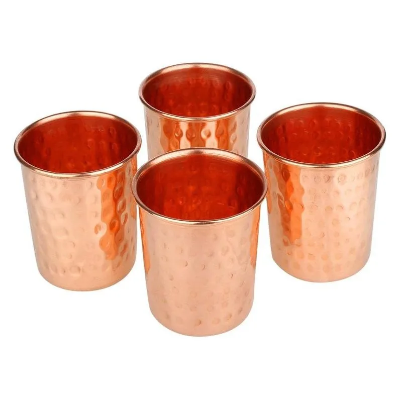 

Handcrafted Copper hammered hot selling glass/ vessel 300 ml