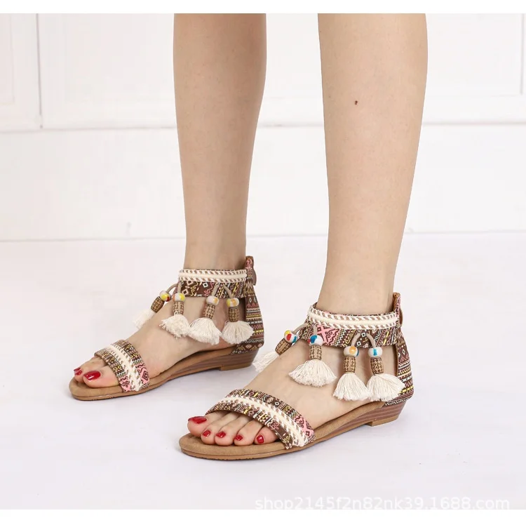 

TX 2021 summer hot sale national fairy style open-toed outdoor flat beach women's sandals