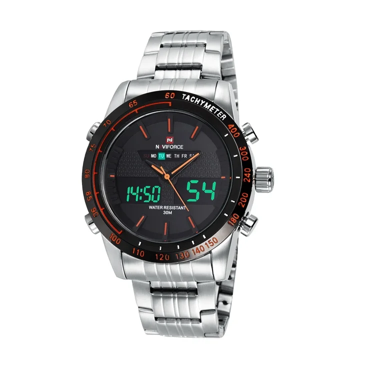 

Discount NAVIFORCE 9024 men fashion sport watches quartz digital analog clock full steel wrist watch relogio masculino