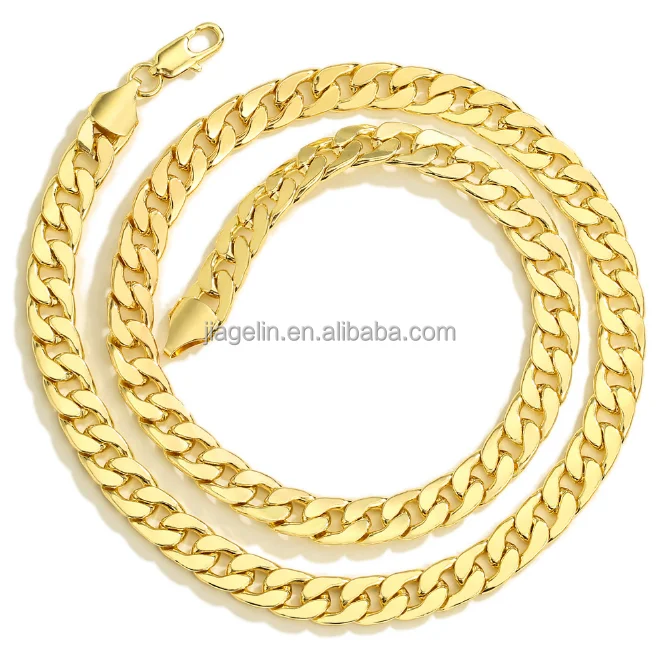 

Hot Selling Hip Hop Necklace 60cm Gold Plated Fashion Color Preserving Chain Men's Jewelry Necklace