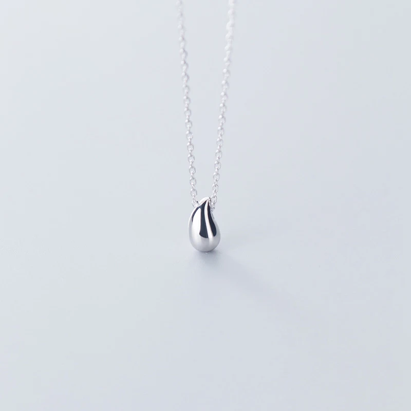 

N2710 Christian Sterling Silver 925 Girl Japanese And Korean Fashion Smooth Water Drop Simple Personality Jewelry Necklace