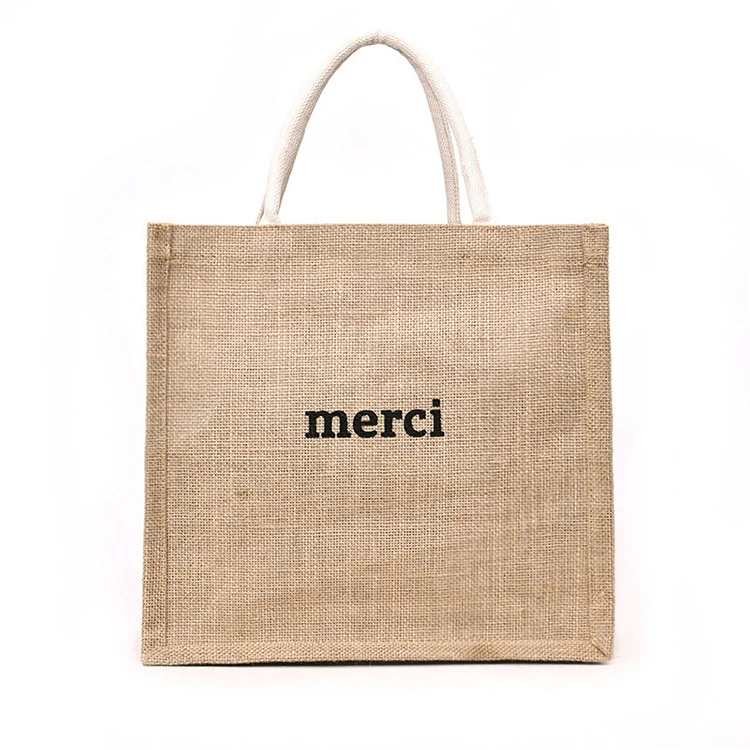 

Female New Style Handle Large tote Burlap shopping gift jute bag