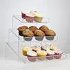 3 Steps Angled Tiered Acrylic Cake Display Stand of muffins cupcakes or wrapped cakes.