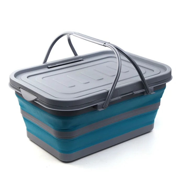 

Eco Friendly Multifunctional Storage Basket Plastic Picnic Basket For The Foldable Handles, Nature/customized color