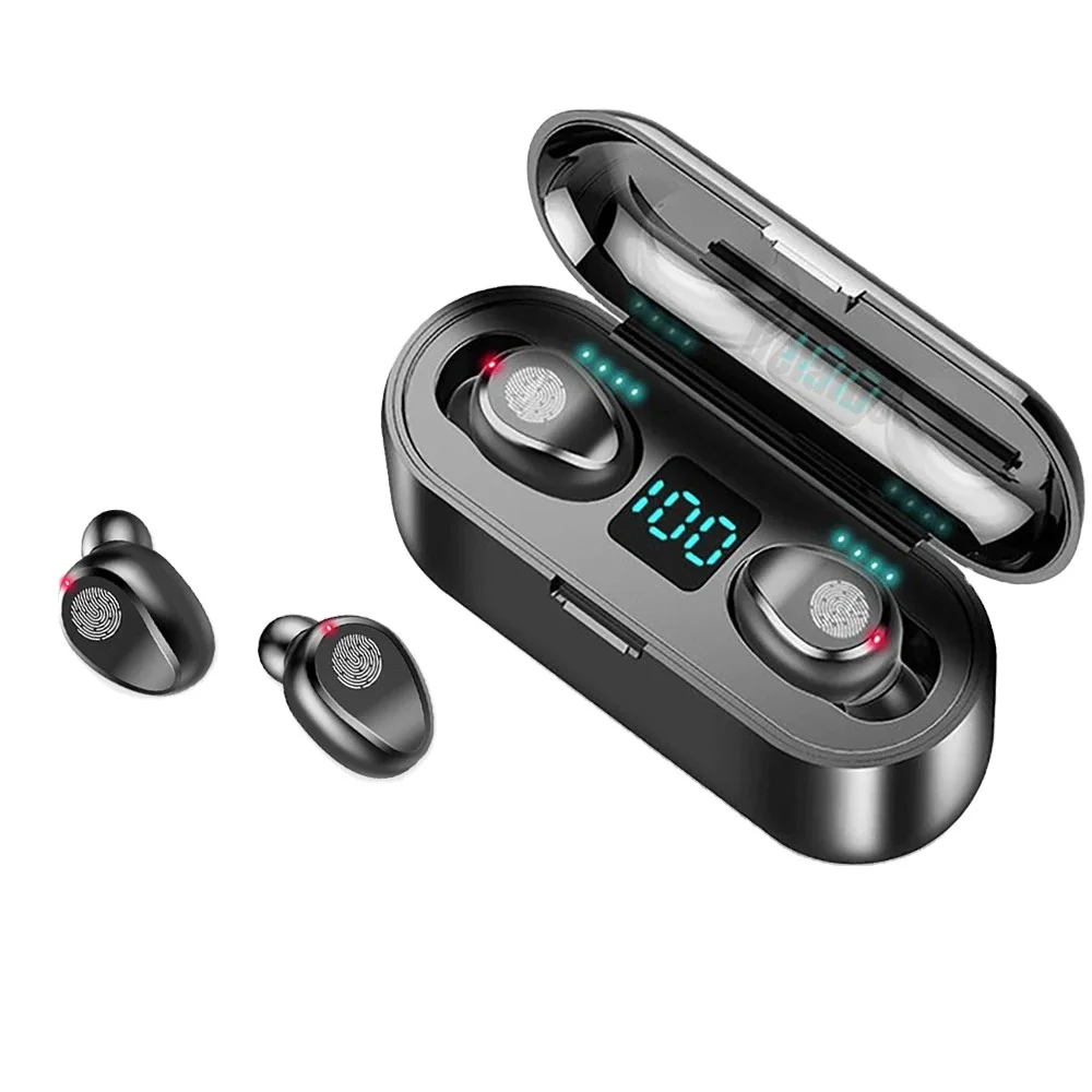 

F9 TWS Wireless 5.0 Headphones IPX7 Waterproof Touch Headphones in Ear Sports Earphone 1200mAh Power Bank Headset Microphone