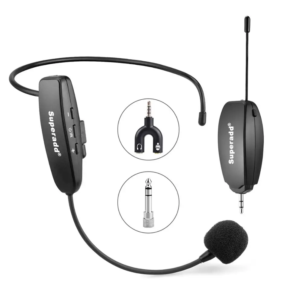 

Superadd Wireless Headset Microphones Headset Mics Ideal for Speakers, Fitness,Teacher, Tour Guides, Fitness Instructor