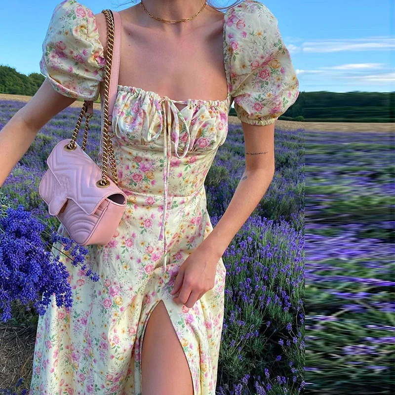 

B15033A hot sale lady french style floral summer dress