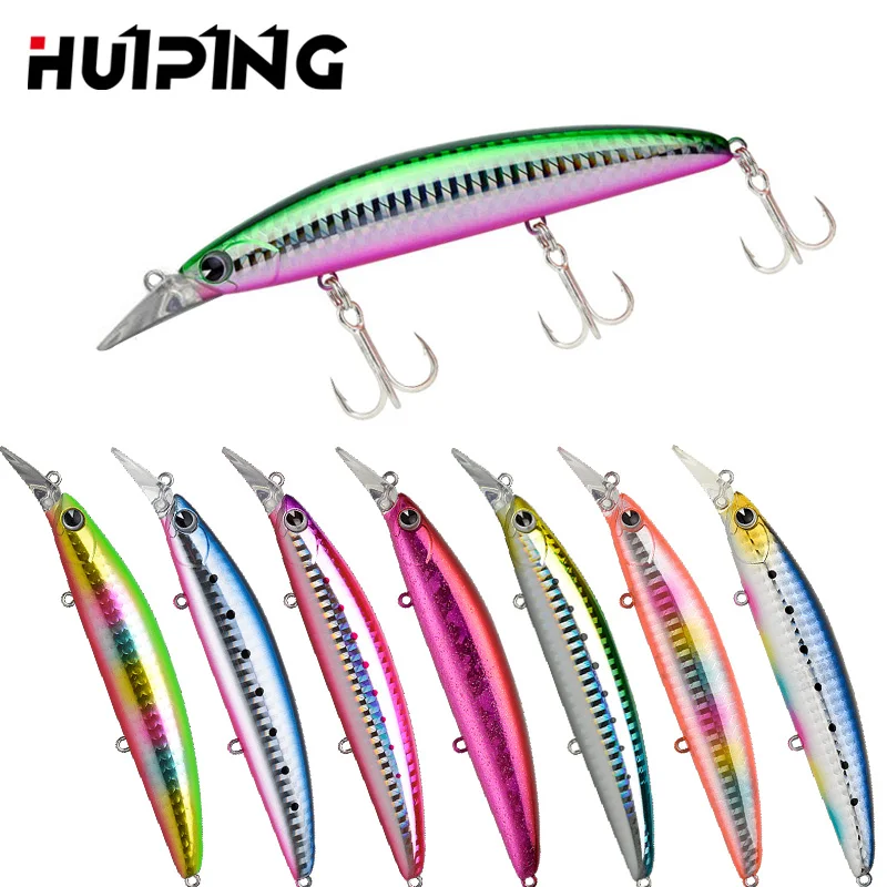 

huiping floating minnow fishing lures 110mm 20g hard plastic fishing lures saltwater freshwater for bass trout fishing bait, 12colors