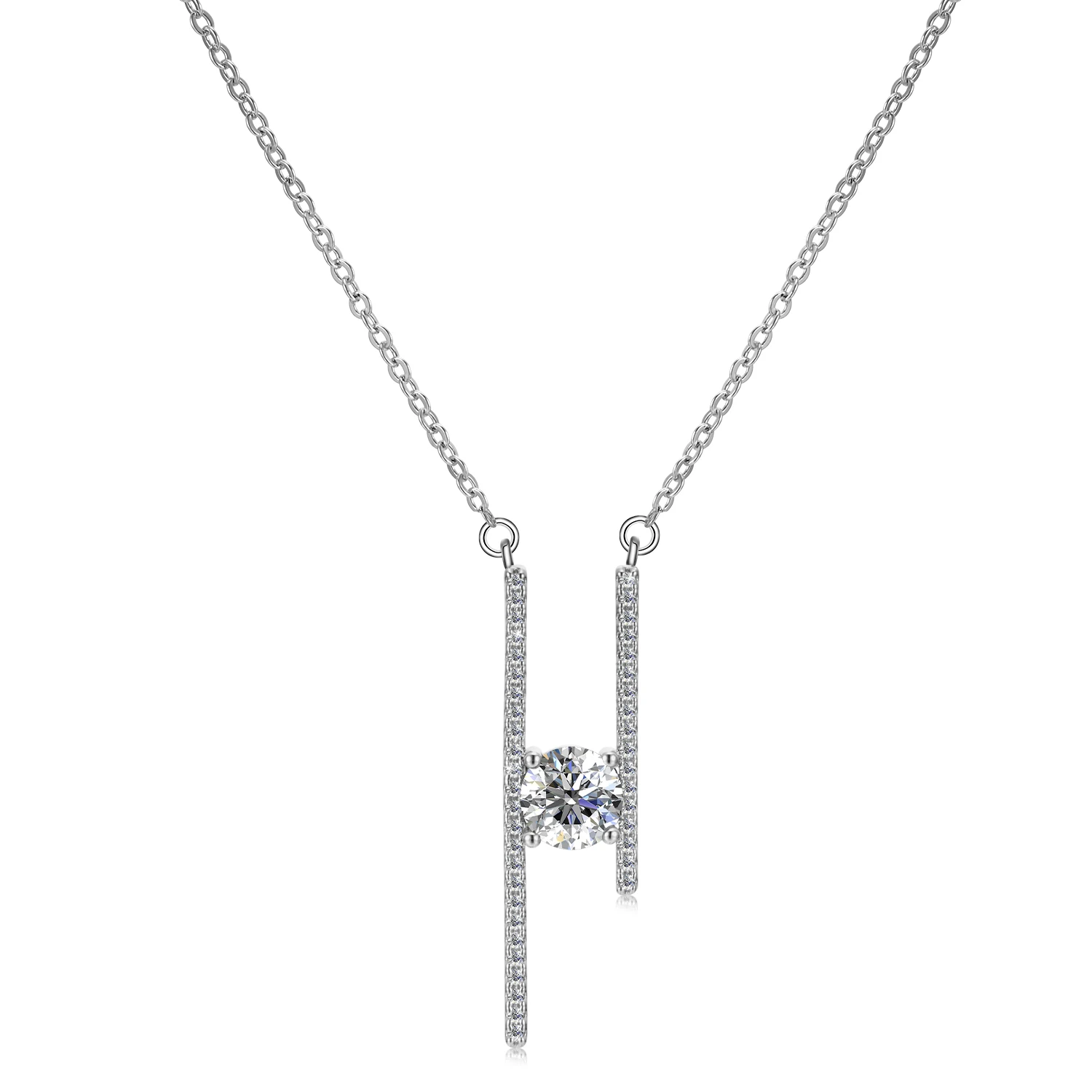 

Environmental Friendly GRA Certified Moissanite Diamond 925 Sterling Silver Autre H Pendant Necklace For Women Destiny Jewellery