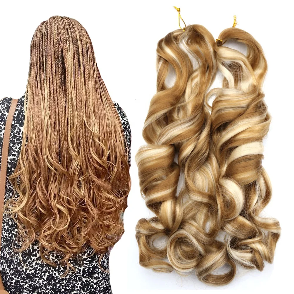 

African Spiral Loose Wave Spiral Curly Hair Braid Wavy Braiding Hair Extensions French Curly Braiding Hair Attachment, Per color and 2 color more than 15 colors available
