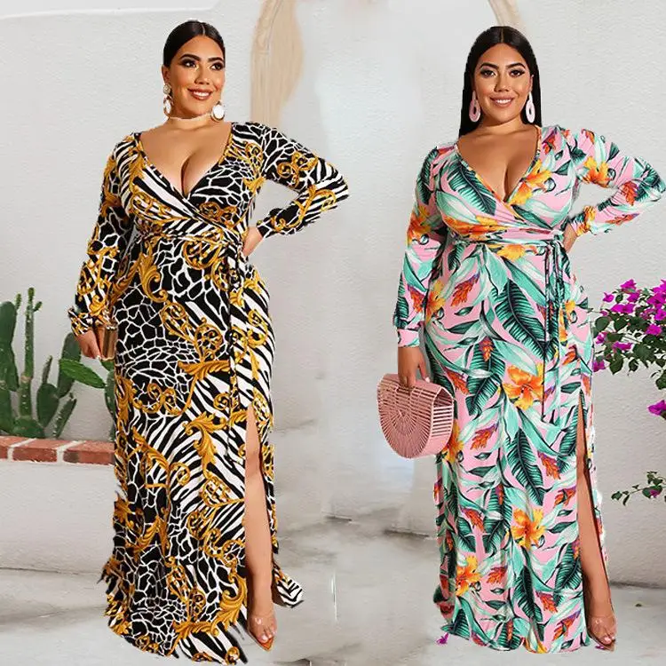 

2021 New Arrive Wholesale Fashion Long Sleeves Casual Dress Women Beach Dress Colorful Stock Floral Long Maxi Women Dress