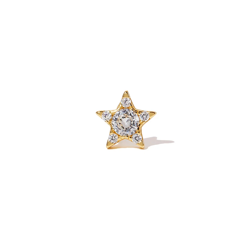 

ROXI Korean light luxury s925 sterling silver five-pointed star diamond gold plated piercing stud earrings, Colors