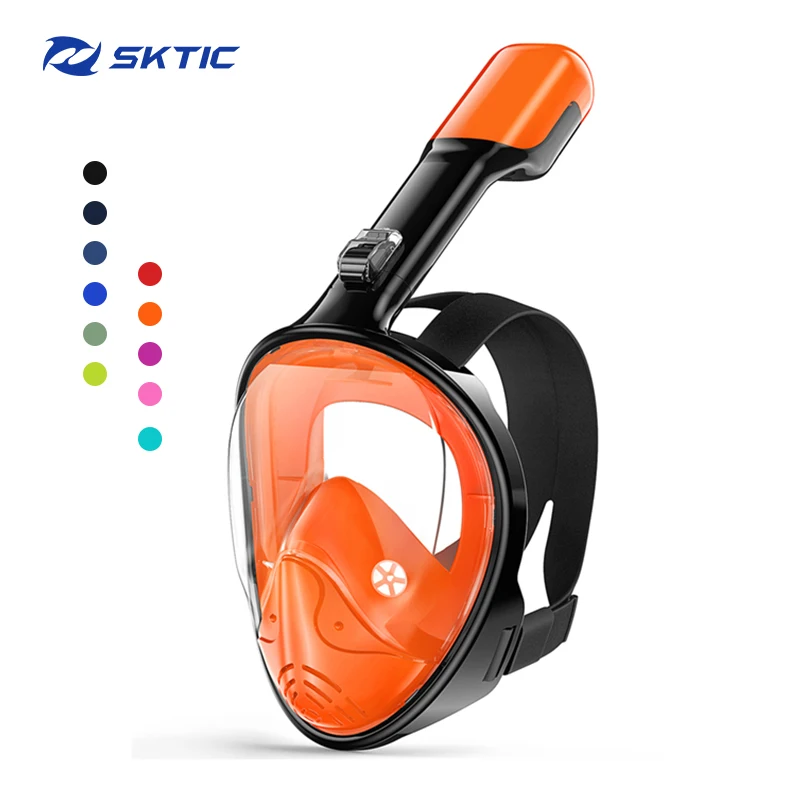 

SKTIC Foldable 180 Degree Panoramic View Snorkeling Mask Full Face Snorkel Mask with Detachable Camera Mount