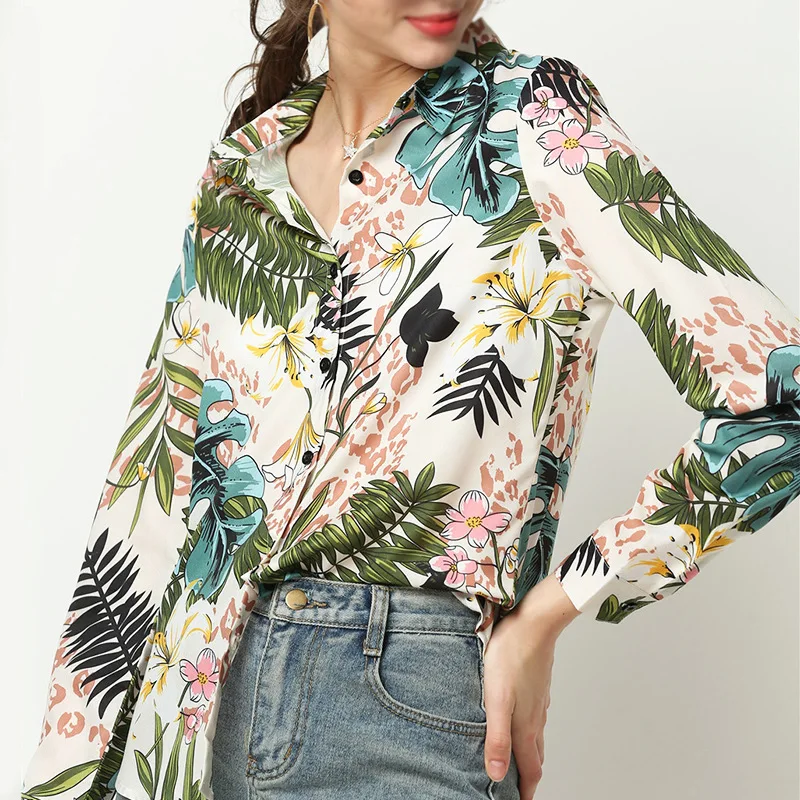 

Women Blouse Casual Long sleeve Floral Print Tops