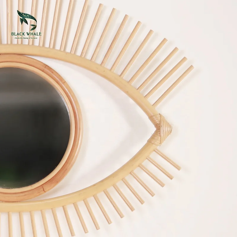 
Modern Luxury Makeup Hotel Wall Decorative Decorations Rattan Mirror Home Decor 