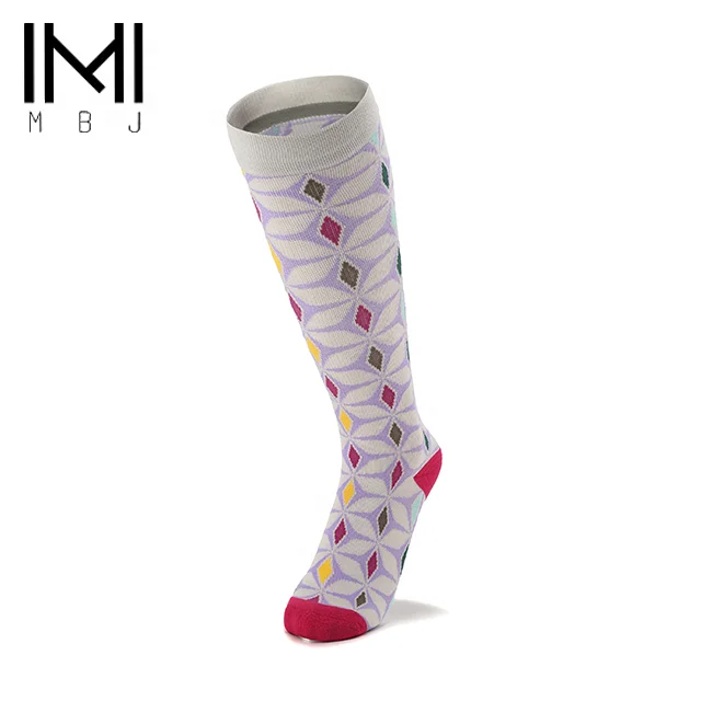 

MIT compressionhiking socks for cold weather with colorful geometric