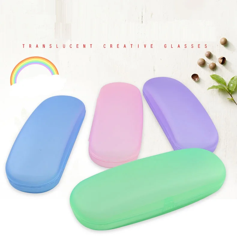 

New arrivals brand designer custom logo plastic glasses case with multiple colour, Green,pink,purple,blue