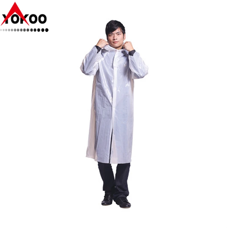 
Cheap Emergency Long PE Disposable Raincoats with sleeves and buttons for South Korea 