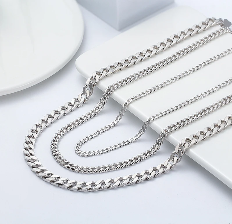 

Custom Choker or Long Link Silver Necklace Chain for men women boys girls gold plated Color Cuban Chain Necklace Necklaces