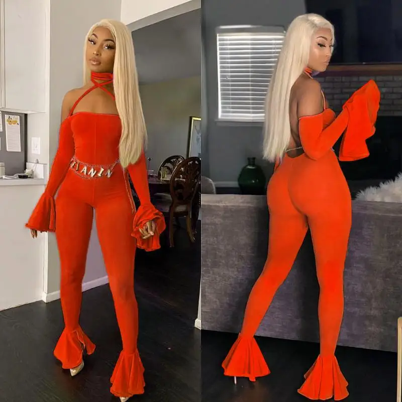 

Ebay Fashion And Hot Sale Solid Sexy Bodysuit Backless Bandage Neck Sexy Jumpsuit
