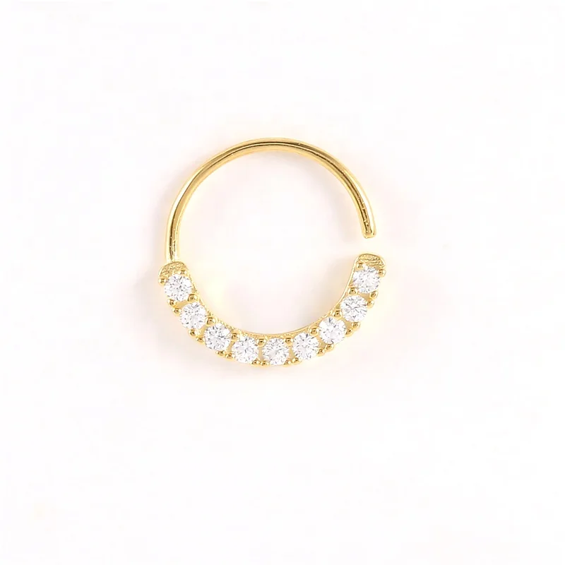 

CANNER 2021 S925 Sterling Silver Zircon C Shape Cartilage Piercing Stud Earrings Diamonds Earrings Nose Rings For Woman