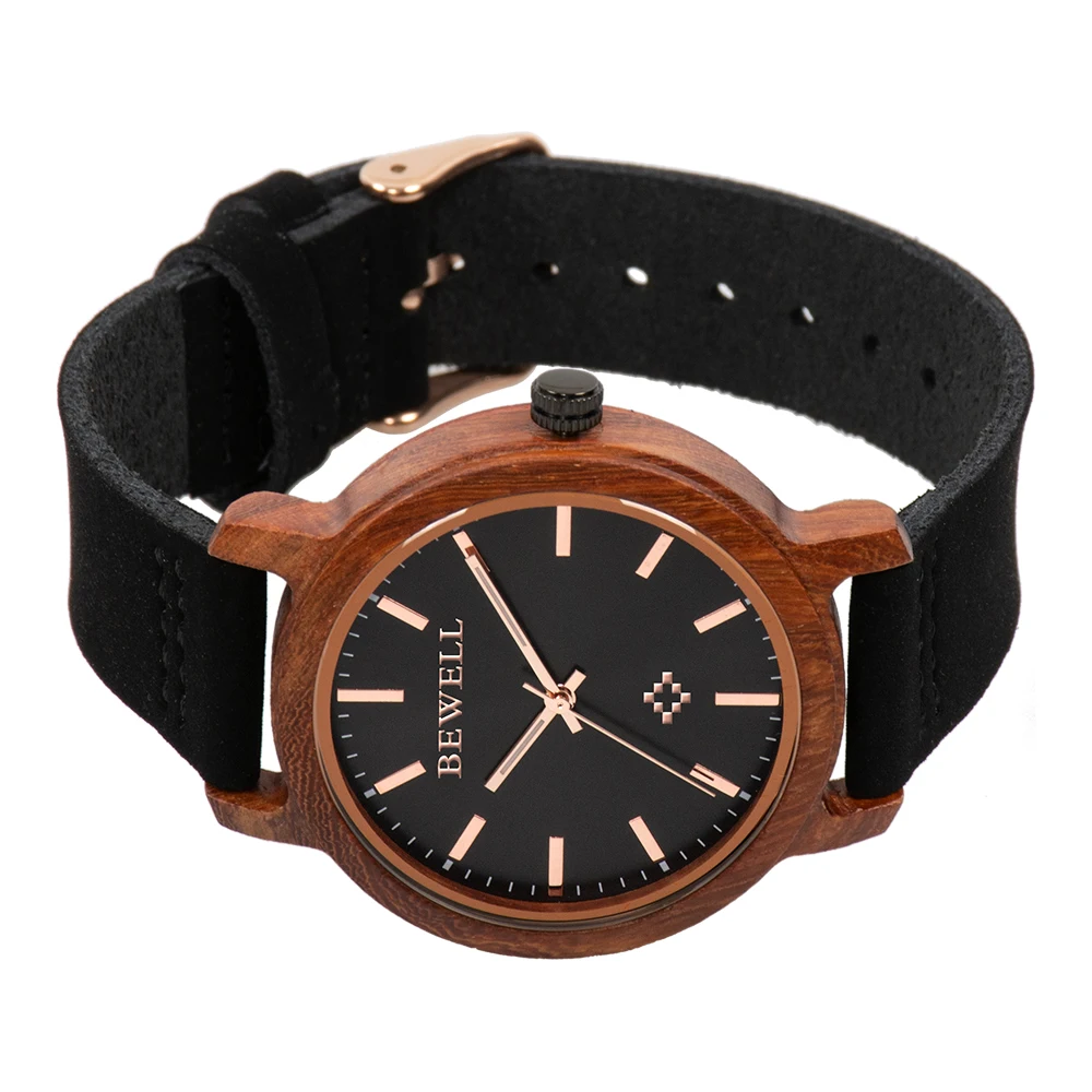 

Bewell leather wood watch Casual Watches for Men Women Ladies Leather Strap Quartz Watch free shipping