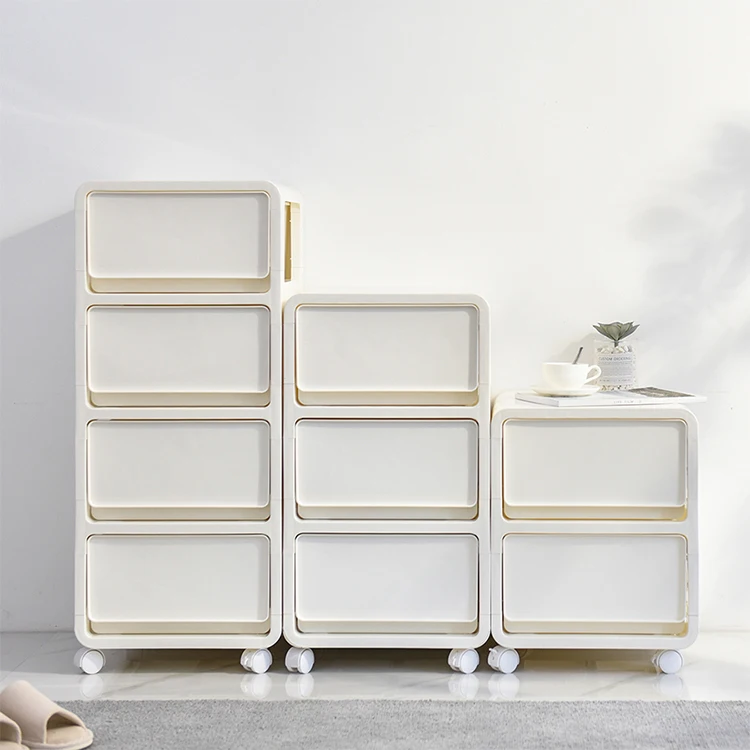 

Bathroom living room organized drawer 3 drawer storage with wheels, White