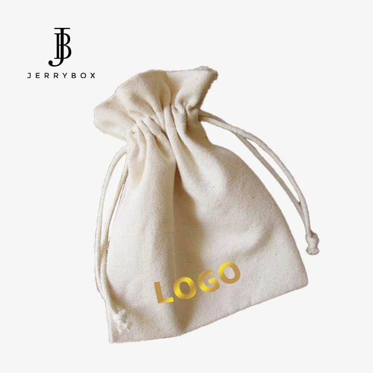 

Custom Logo White Drawstring Jewelry Pouches Canvas Jewellery Pouch, Customized