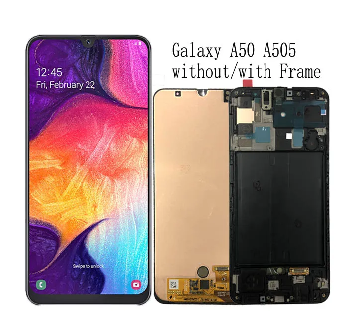 

100% Super AMOLED 6.4" LCD For Samsung galaxy A50 2019 A505F/DS A505F A505FD A505A Touch Screen Digitizer Assembly with frame