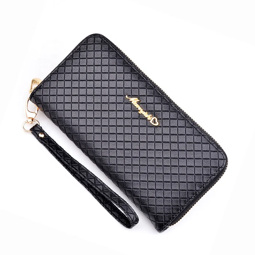 

2019 Newest Wallet Lady  Style Fashion Zipper Large Capacity Check Grain Wallet Manufacturer Direct Sales