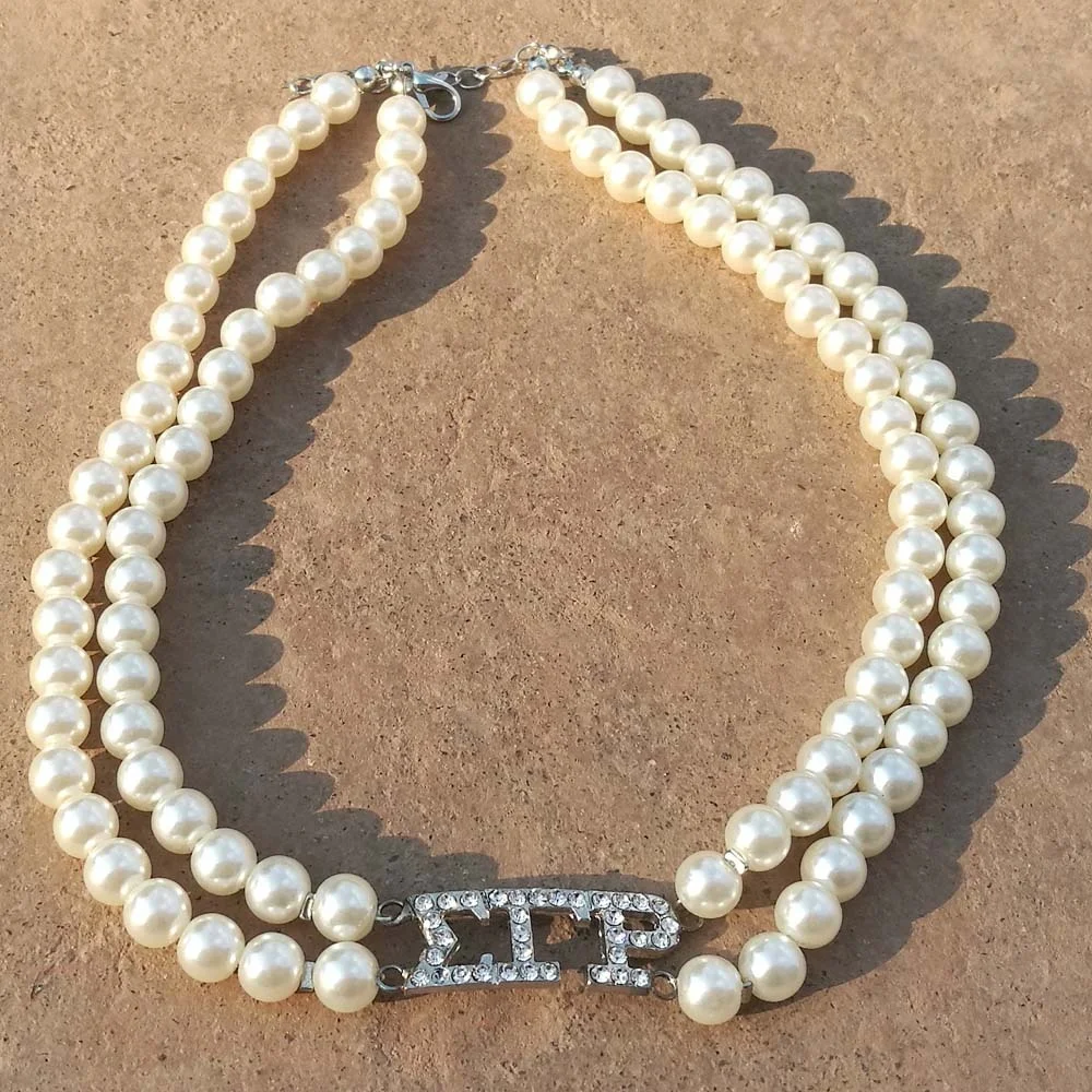 

Greek letters Multilayer Sorority pearl necklace divine nine greek letter Sigma Gamma Rho choker pearl jewelry necklace