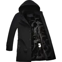 

Winter Trench Coat Men Fashion Long Overcoat Thick Men's Clothing Wool Jackets