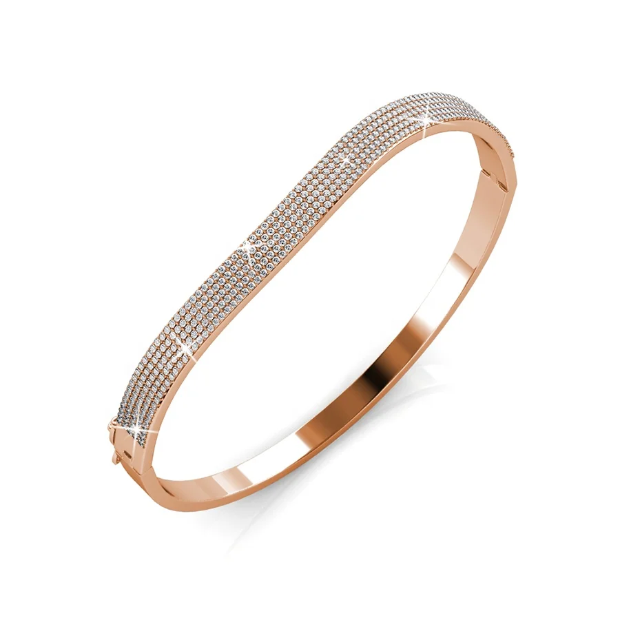 

925 SIlver 18k gold plated Fancy Jewelry Sparkling Wave Women Bangle Bracelet Destiny Jewellery