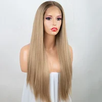 

Natural Looking Deep Parting 13x6 Deep Parting Heat Resistant Fiber Hair Ombre Brown Synthetic Lace Front Wigs for Women