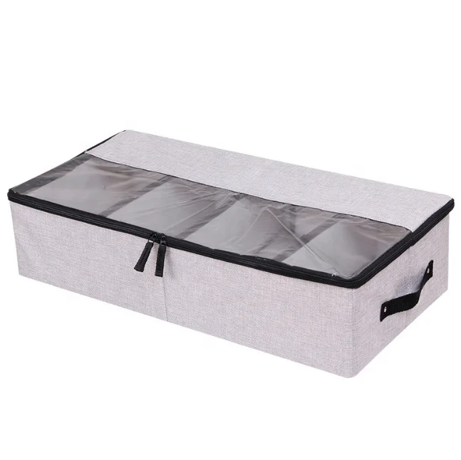 

Foldable Thick Breathable Zippered Underbed Organizer Container with Clear Window large underbed storage bag organizer box